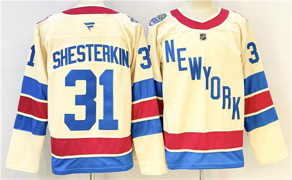 Men's New York Rangers 31 Igor Shesterkin Beige 2025 26 Winter Classic Stitched Hockey