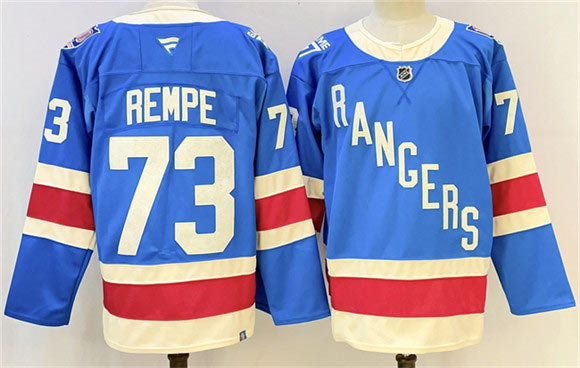 Men's New York Rangers 73 Matt Rempe Blue 2025 Stitched Hockey Jersey