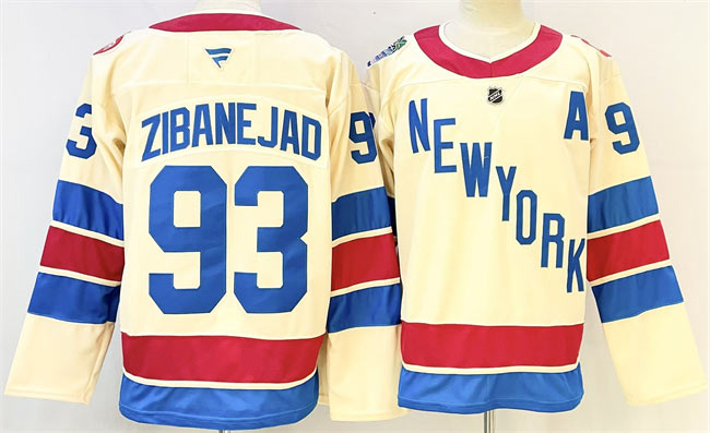 Men's New York Rangers 93 Mika Zibanejad Beige 2025 26 Winter Classic With A Patch Stitched Hockey Jersey