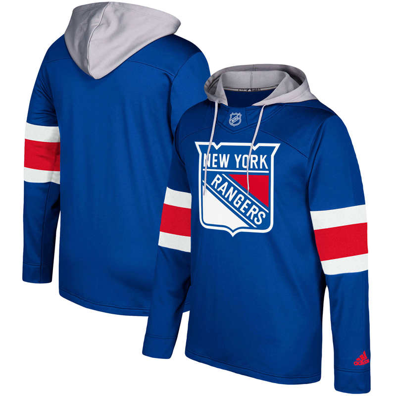 Men's New York Rangers Blue Silver Jersey Pullover Hoodie