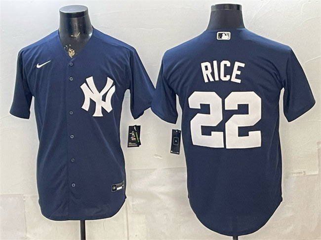 Men's New York Yankees 22 Ben Rice Navy Stitched Baseball Jersey