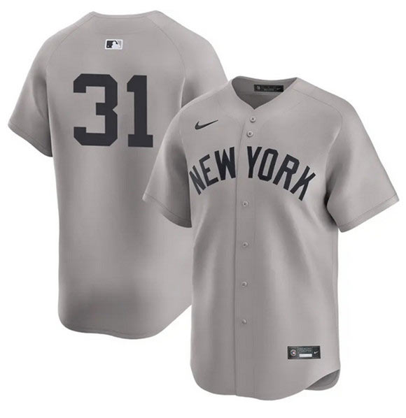 Men's New York Yankees 31 Cam Schlittler Gray 2026 Road Limited Stitched Baseball Jersey