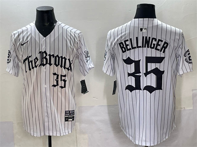Men's New York Yankees 35 Cody Bellinger White Pinstripe 'Gothic Legacy Edition' Vapor Premier Limited Stitched Baseball Jersey