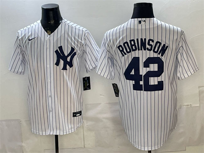 Men's New York Yankees 42 Jackie Robinson White Stitched Baseball Jersey