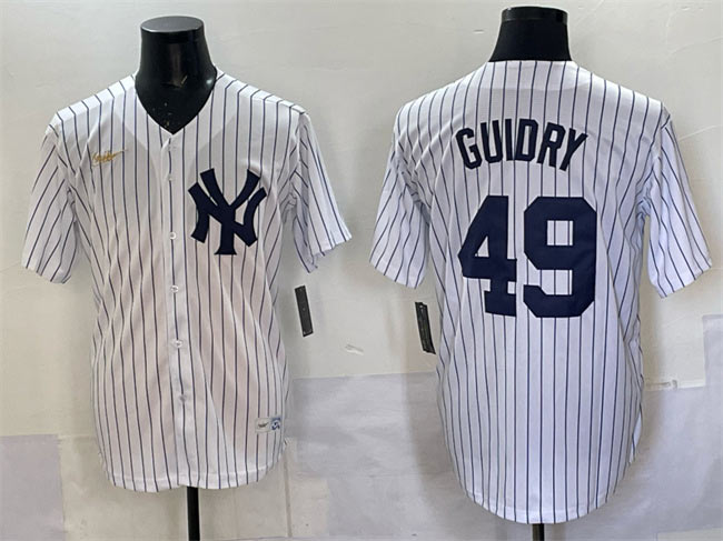 Men's New York Yankees 49 Ron Guidry White Cool Base Stitched Baseball Jersey