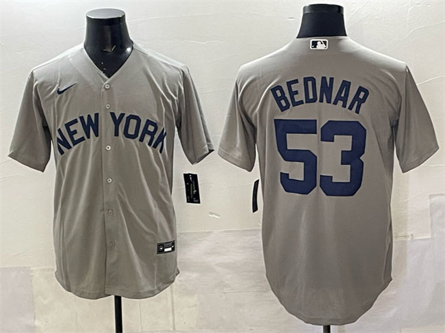 Men's New York Yankees 53 David Bednar Grey Stitched Baseball Jersey