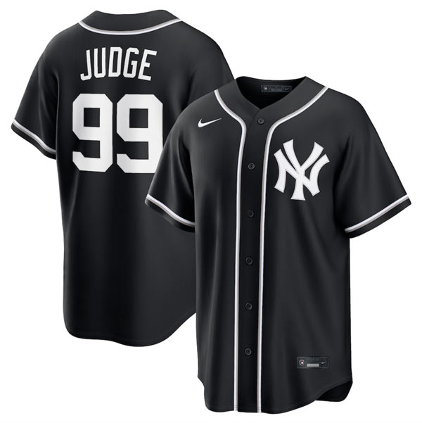 Men's New York Yankees 99 Aaron Judge Black Out Stitched Baseball Jersey