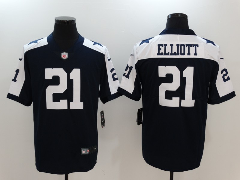 Men's Dallas Cowboys #21 Ezekiel Elliott 2017 Vapor Untouchable Limited Navy Blue Throwback Alternate NFL Jersey
