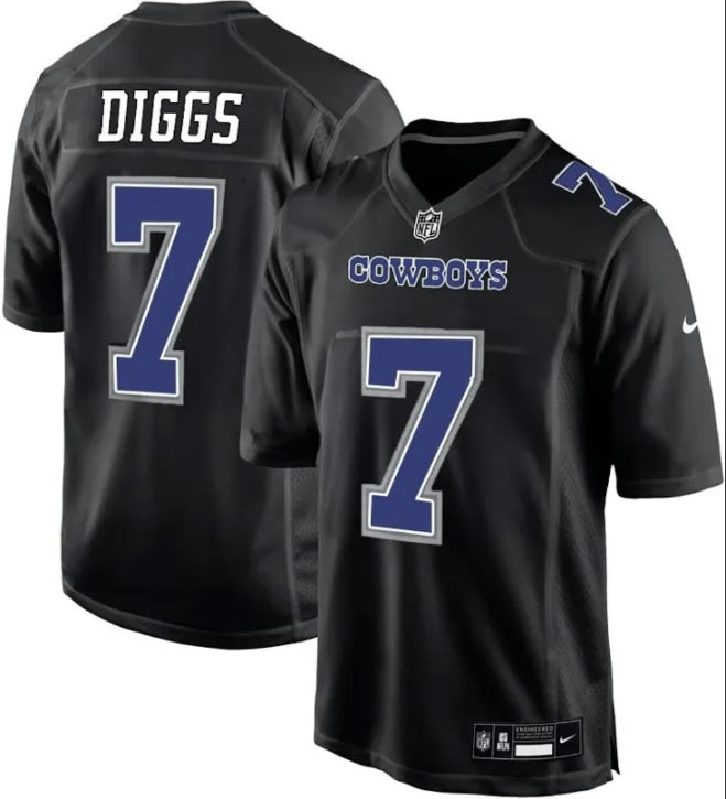 Men's Nike Dallas Cowboys 7 Trevon Diggs Carbon Black Fashion Game Jersey