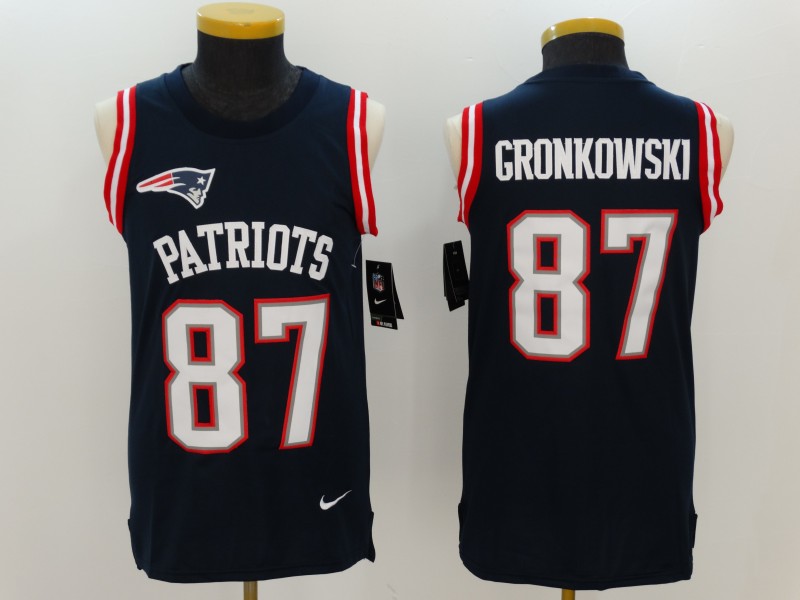 Men's England Patriots #87 Rob Gronkowski Blue 2017 Tank Top NFL Jersey