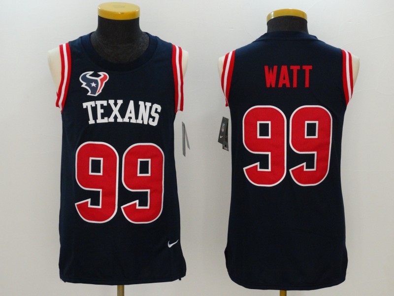 Men's Houston Texans 99 J.J Watt Blue 2017 Tank Top NFL Jersey