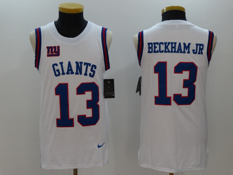Men's New York Giants #13 Odell Beckham Jr White 2017 Tank Top NFL Jersey