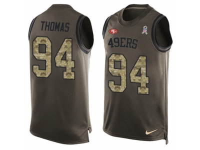 Men's San Francisco 49ers #94 Solomon Thomas Limited Green Salute to Service Tank Top NFL Jersey