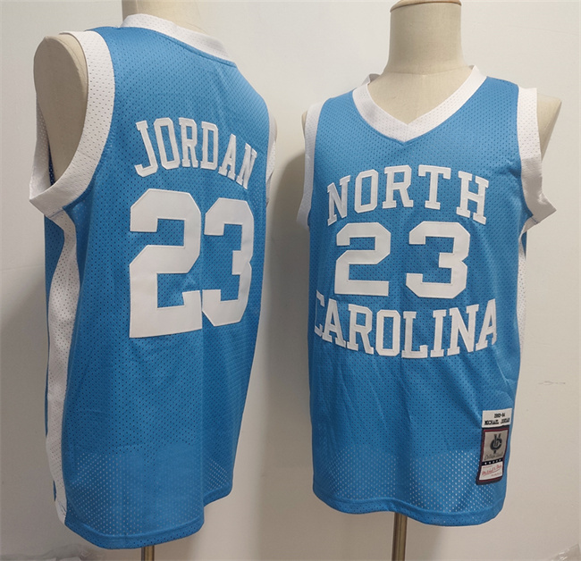 Men's North Carolina Tar Heels 23 Michael Jordan Light Blue Throwback Stitched Jersey
