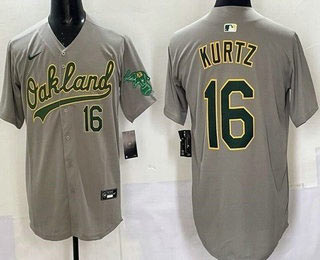 Men's Oakland Athletics 16 Nick Kurtz Gray Limited Jersey