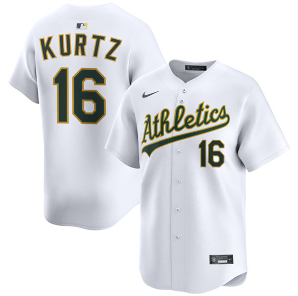 Men's Oakland Athletics 16 Nick Kurtz White 2024 Home Limited Stitched Jersey