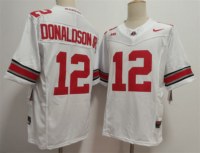 Men's Ohio State Buckeyes 12 JCJ Donaldson White 2025 F.U.S.E. Limited Stitched Jersey