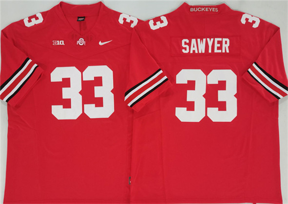 Men's Ohio State Buckeyes 33 Jack Sawyer Red 2025 F.U.S.E. Limited Stitched Jersey