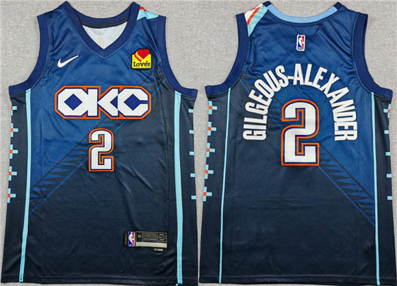 Men's Oklahoma City Thunder 2 Shai Gilgeous Alexander Navy 2025 26 City Edition Stitched Basketball Jersey