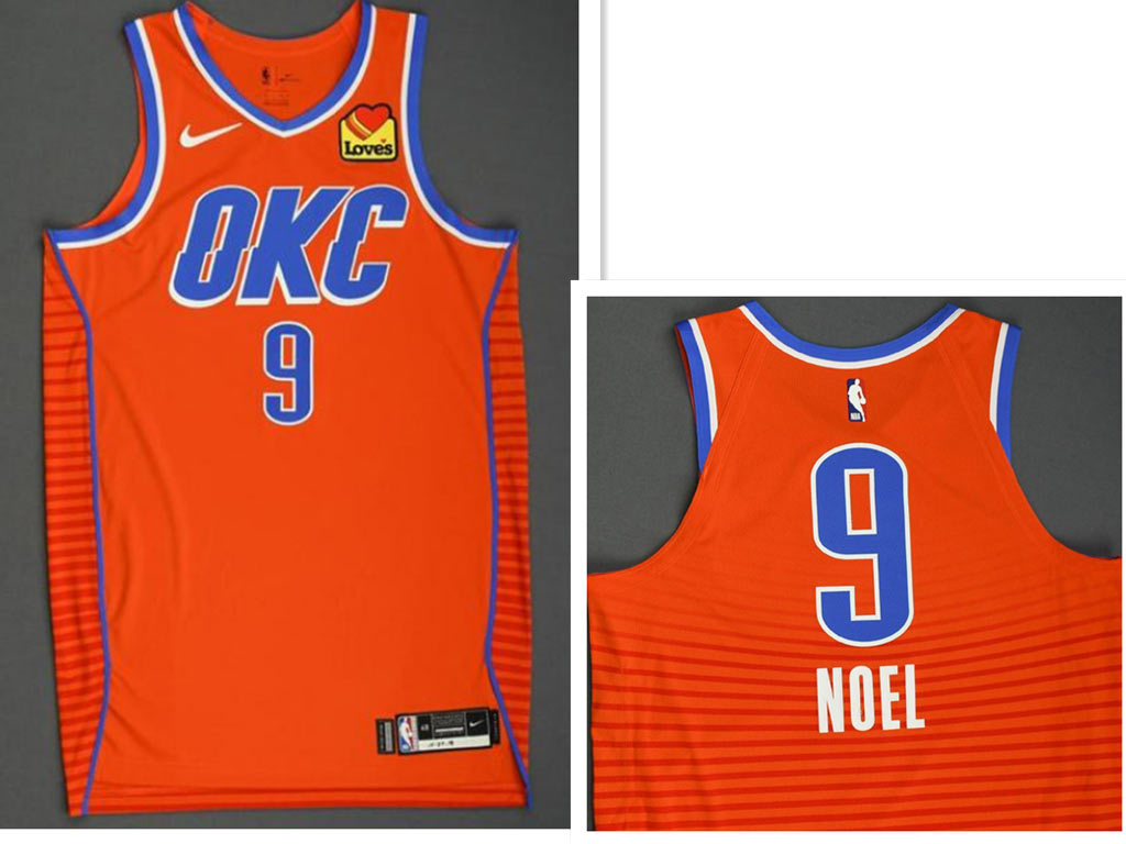 Men's Oklahoma City Thunder 9 Nerlens Noel Orange Statement Edition Stitched Basketball Jersey