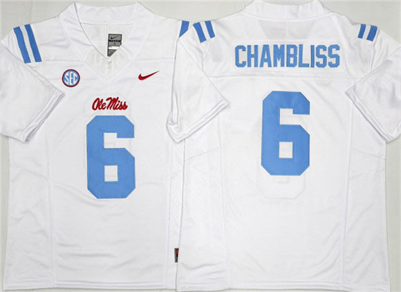 Men's Ole Miss Rebels 6 Trinidad Chambliss White 2026 F.U.S.E. Stitched jersey