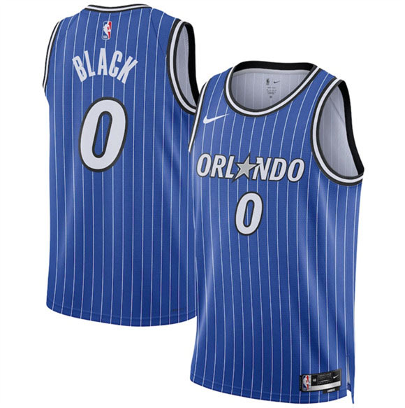 Men's Orlando Magic 0 Anthony Black Blue 2025 Icon Edition Stitched Basketball Jersey