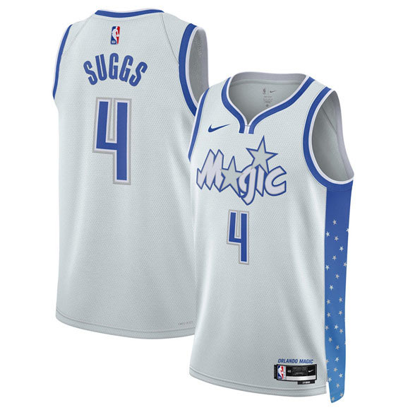 Men's Orlando Magic 4 Jalen Suggs Silver 2025 26 City Edition Stitched Basketball Jersey