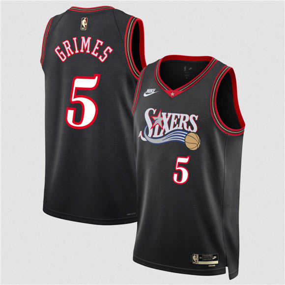 Men's Philadelphia 76ers 5 Quentin Grimes Black 2025 Classic Edition Stitched Jersey