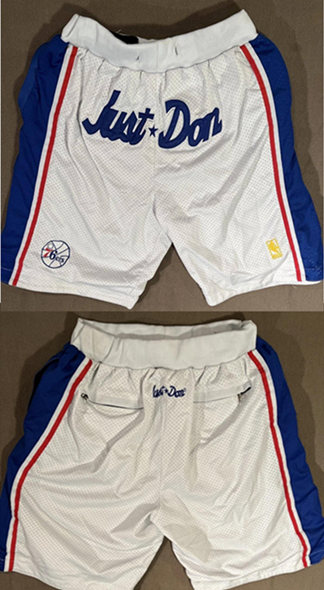 Men's Philadelphia 76ers White 1996 1997 Shorts (Run Small)
