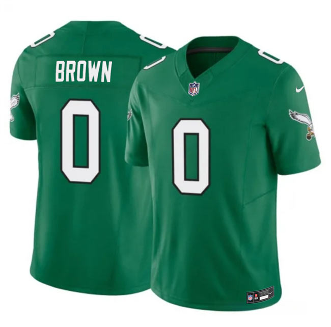 Men's Philadelphia Eagles 0 Hollywood Brown Kelly Green 2026 F.U.S.E. Throwback Vapor Untouchable Limited Stitched Football Jersey