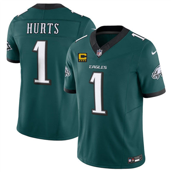 Men's Philadelphia Eagles 1 Jalen Jurts Green 2025 F.U.S.E. With 4 Star C Patch Vapor Untouchable Limited Football Stitched Jersey