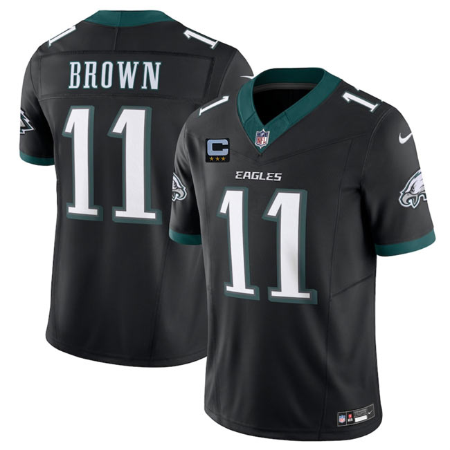 Men's Philadelphia Eagles 11 A.J. Brown Black 2025 F.U.S.E. With 3 Star C Patch Vapor Untouchable Limited Throwback Stitched Football Jersey