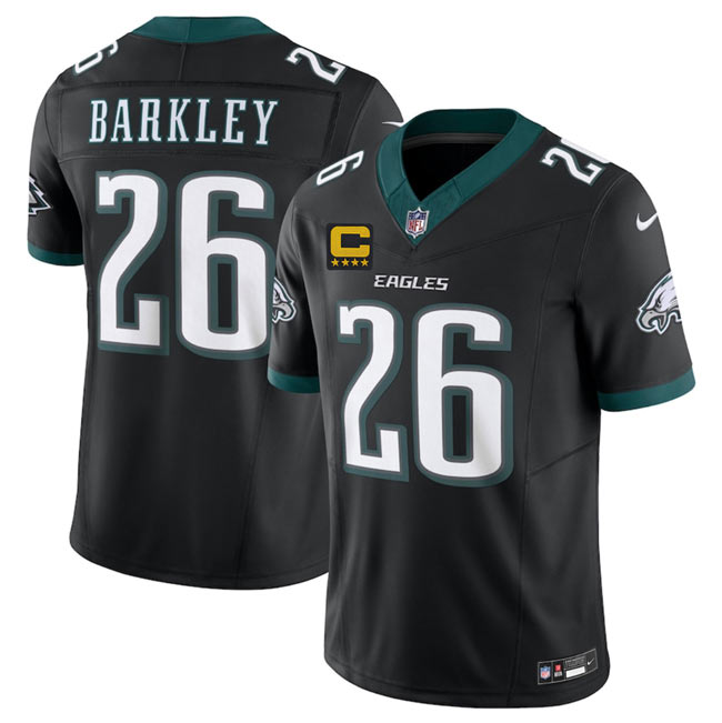Men's Philadelphia Eagles 26 Saquon Barkley Black 2025 F.U.S.E. With 4 Star C Patch Vapor Untouchable Limited Throwback Stitched Football Jersey