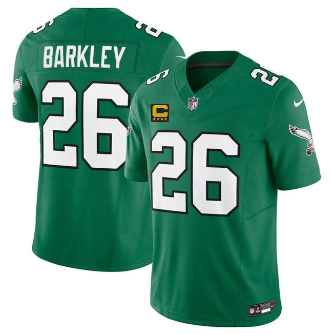 Men's Philadelphia Eagles 26 Saquon Barkley Kelly Green 2025 F.U.S.E. With 4 Star C Patch Vapor Untouchable Limited Throwback Stitched Football Jersey