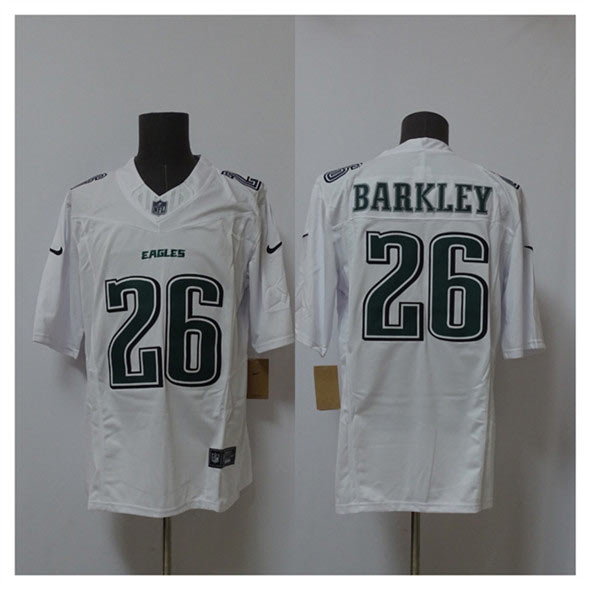 Men's Philadelphia Eagles 26 Saquon Barkley White 2024 F.U.S.E. Vapor Untouchable Limited Throwback Football Stitched Jersey