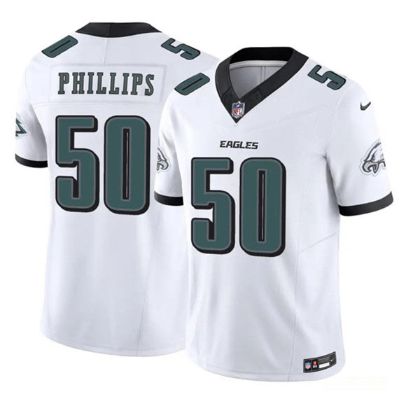 Men's Philadelphia Eagles 50 Jaelan Phillips White 2025 F.U.S.E. Vapor Untouchable Limited Football Stitched Jersey