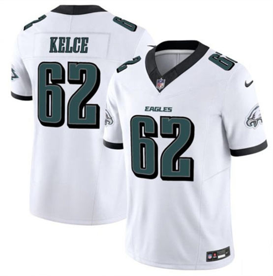 Men's Philadelphia Eagles 62 Jason Kelce White 2024 F.U.S.E. Vapor Untouchable Limited Football Stitched Jersey
