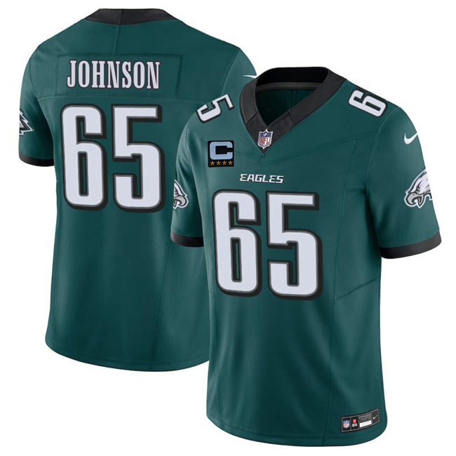 Men's Philadelphia Eagles 65 Lane Johnson Green 2025 F.U.S.E. With 4 Star C Patch Vapor Untouchable Limited Stitched Football Jersey
