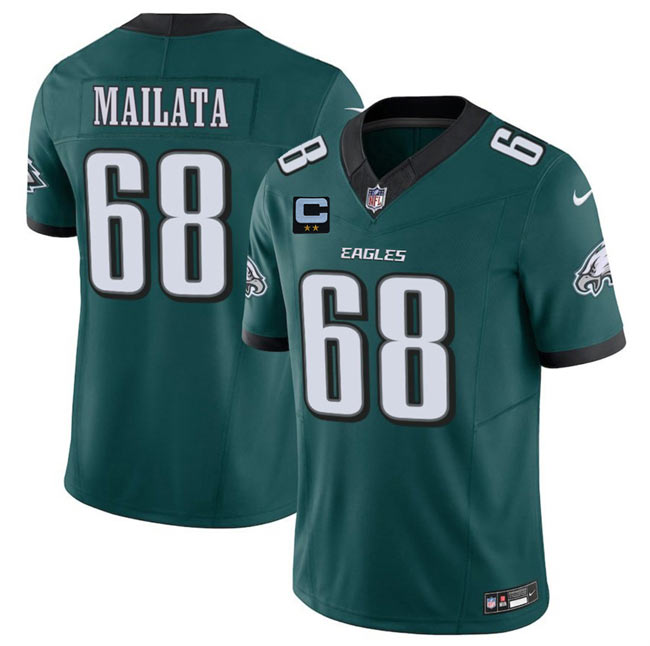 Men's Philadelphia Eagles 68 Jordan Mailata Green 2025 F.U.S.E. With 2 Star C Patch Vapor Untouchable Limited Stitched Football Jersey