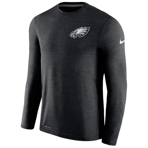 Men's Philadelphia Eagles Black Coaches Long Sleeve Performance T Shirt