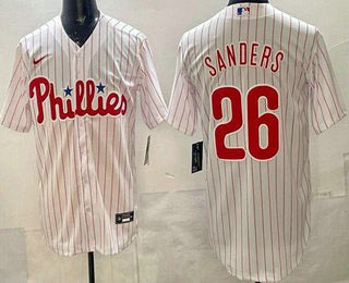 Men's Philadelphia Phillies 26 Miles Sanders White Cool Base Jersey