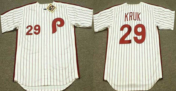Men's Philadelphia Phillies 29 John Kruk White Stitched Jersey