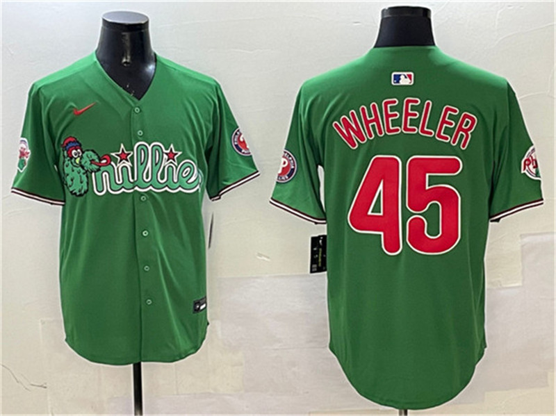 Men's Philadelphia Phillies 45 Zack Wheeler Green Phanatic Limited Stitched Jersey