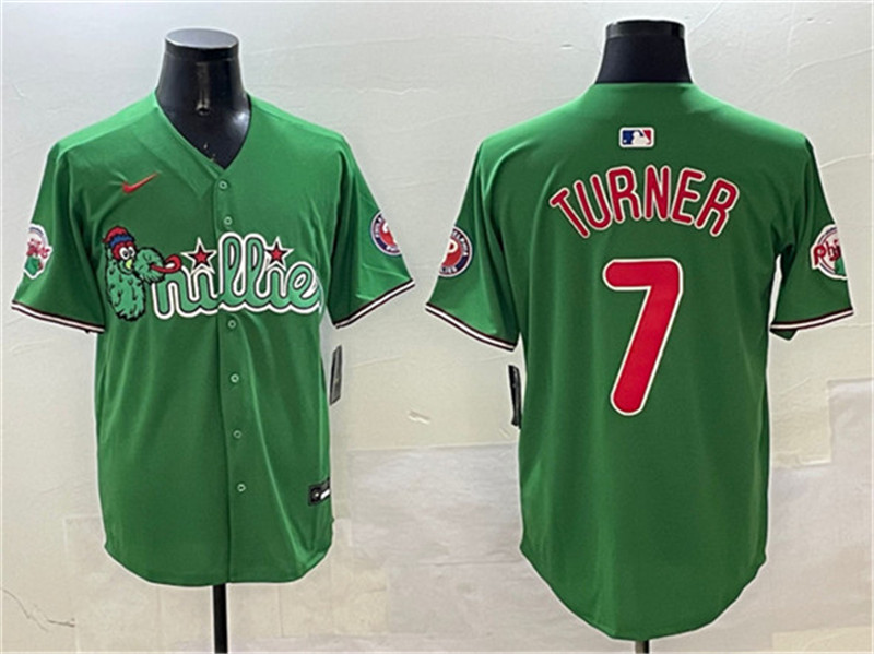 Men's Philadelphia Phillies 7 Trea Turner Green Phanatic Limited Stitched Jersey