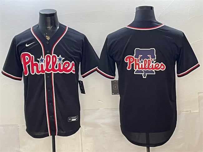 Men's Philadelphia Phillies Team Big Logo 2026 Fashion Replica Black Out Stitched Baseball Jersey