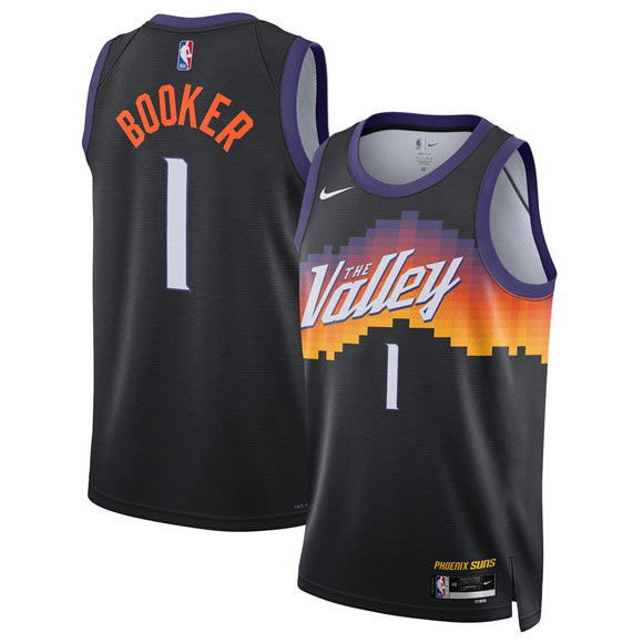 Men's Phoenix Suns 1 Devin Booker Black 2025 26 City Edition Stitched Basketball Jersey
