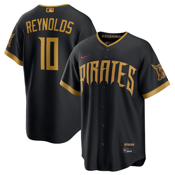 Men's Pittsburgh Pirates 10 Bryan Reynolds Black 2026 City Connect Stadium Stitched Stitched Baseball Jersey