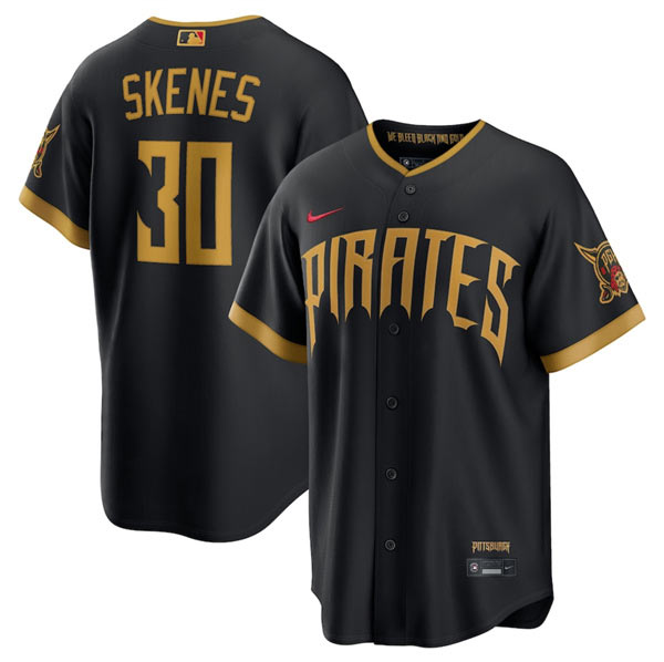 Men's Pittsburgh Pirates 30 Paul Skenes Black 2026 City Connect Stadium Stitched Stitched Baseball Jersey