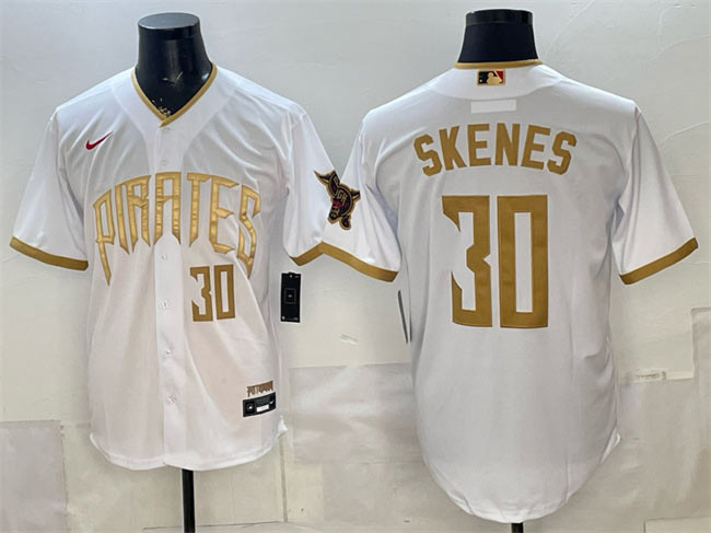 Men's Pittsburgh Pirates 30 Paul Skenes White 2026 City Connect Stadium Stitched Baseball Jersey