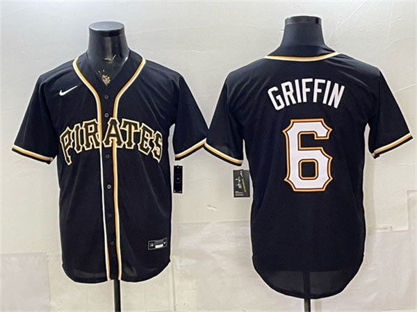 Men's Pittsburgh Pirates 6 Konnor Griffin 2026 Fashion Black Out Stitched Baseball Jersey